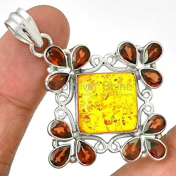 925 Solid Silver Pendants In Multi Gemstone Jewelry 925SP37-2_1