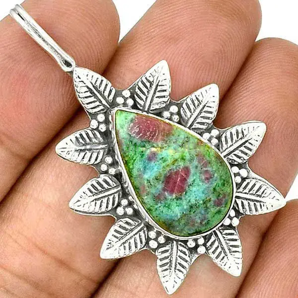 925 Solid Silver Pendants In Ruby Zoisite Gemstone Jewelry 925SP47_1