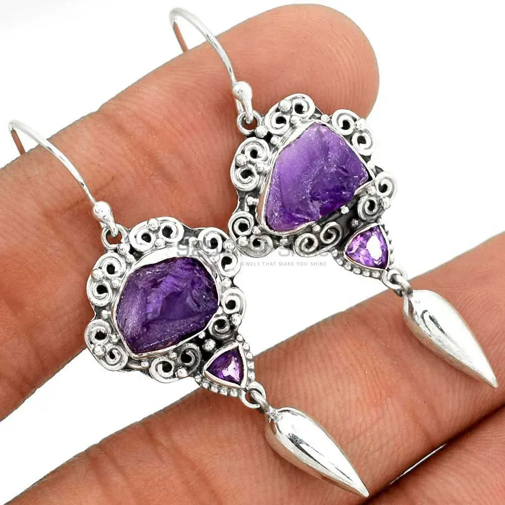 925 Sterling Silver Earrings In Amethyst Gemstone Jewelry 925SE2456_1