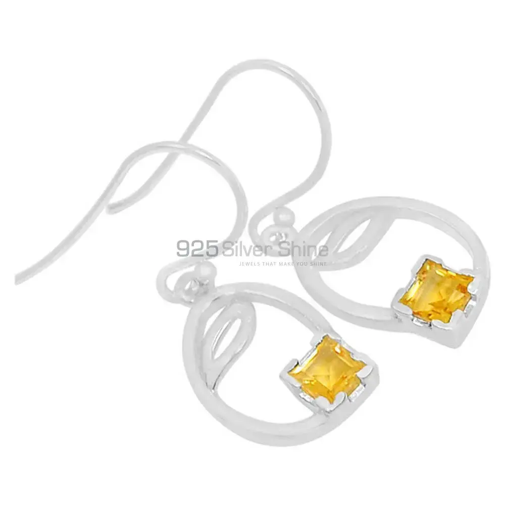 925 Sterling Silver Earrings In Citrine Gemstone Jewelry 925SE583_0