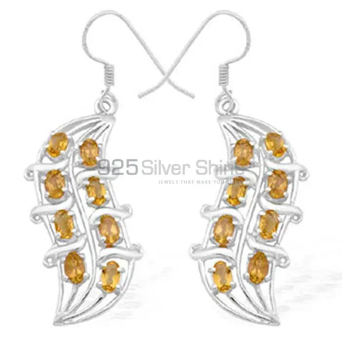 925 Sterling Silver Earrings In Citrine Gemstone Jewelry 925SE978