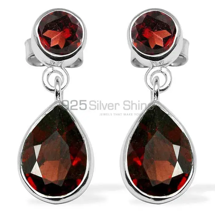 925 Sterling Silver Earrings In Garnet Gemstone Jewelry 925SE1136_0