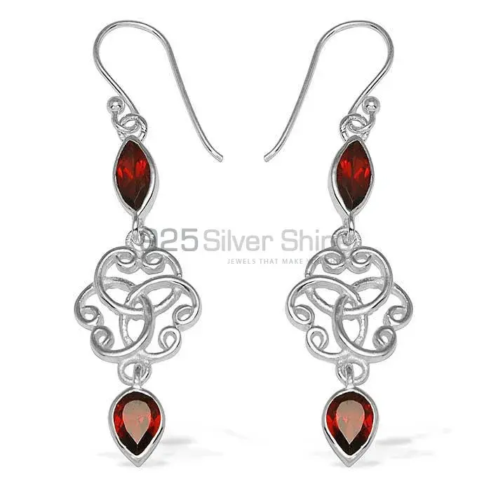925 Sterling Silver Earrings In Garnet Gemstone Jewelry 925SE741_0