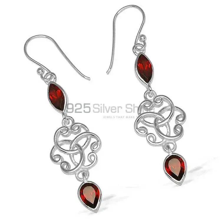 925 Sterling Silver Earrings In Garnet Gemstone Jewelry 925SE741_1
