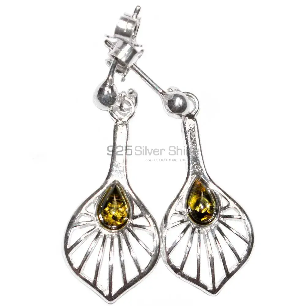 925 Sterling Silver Handmade Earrings In Amber Gemstone Jewelry 925SE2935_2