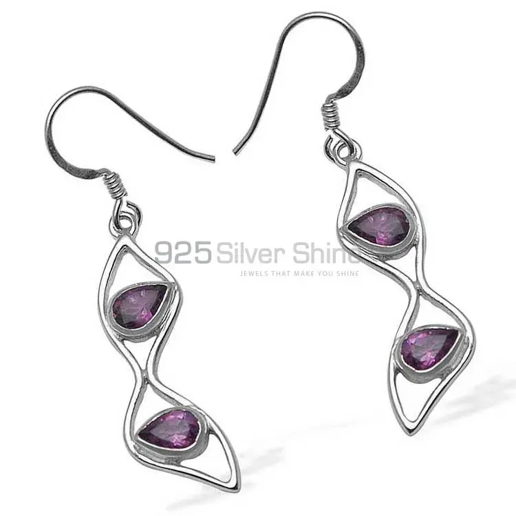 925 Sterling Silver Handmade Earrings In Amethyst Gemstone Jewelry 925SE1060_1