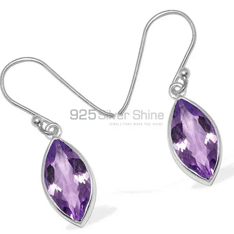 925 Sterling Silver Handmade Earrings In Amethyst Gemstone Jewelry 925SE1139_1