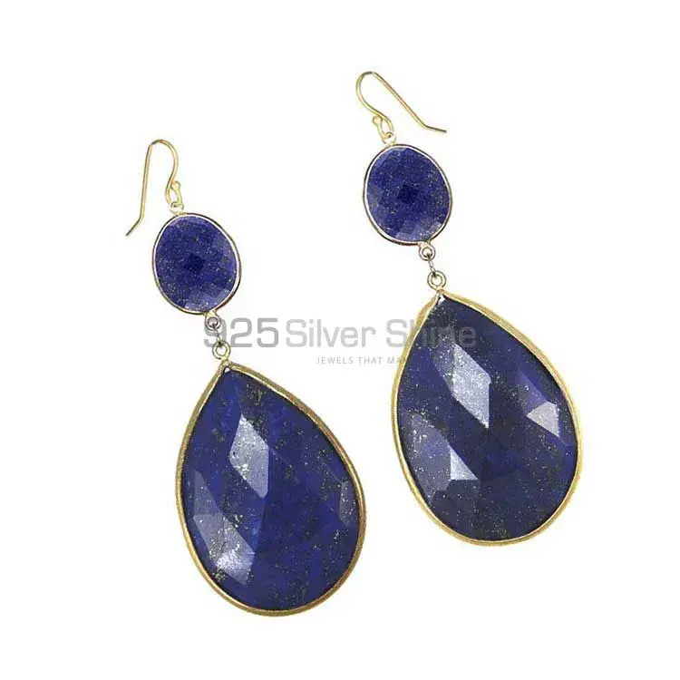 925 Sterling Silver Handmade Earrings In Lapis Gemstone Jewelry 925SE1884_1