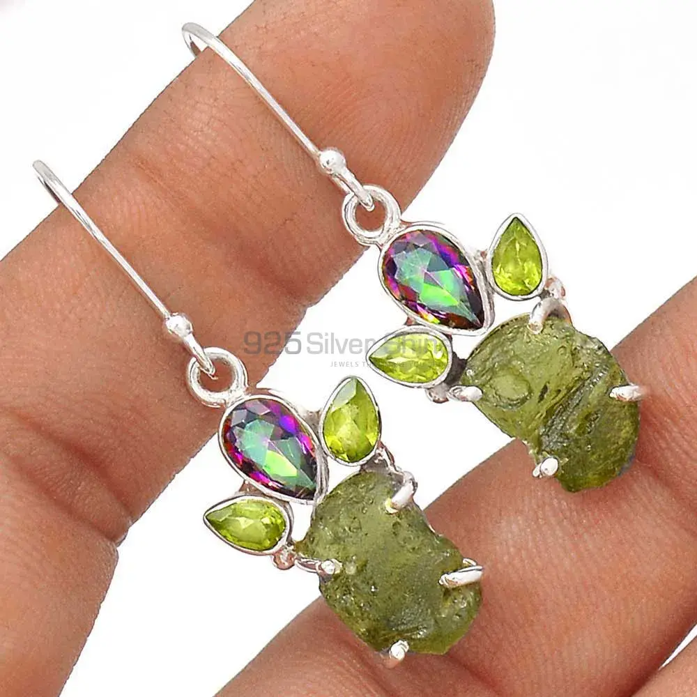 925 Sterling Silver Handmade Earrings In Multi Gemstone Jewelry 925SE2064_1