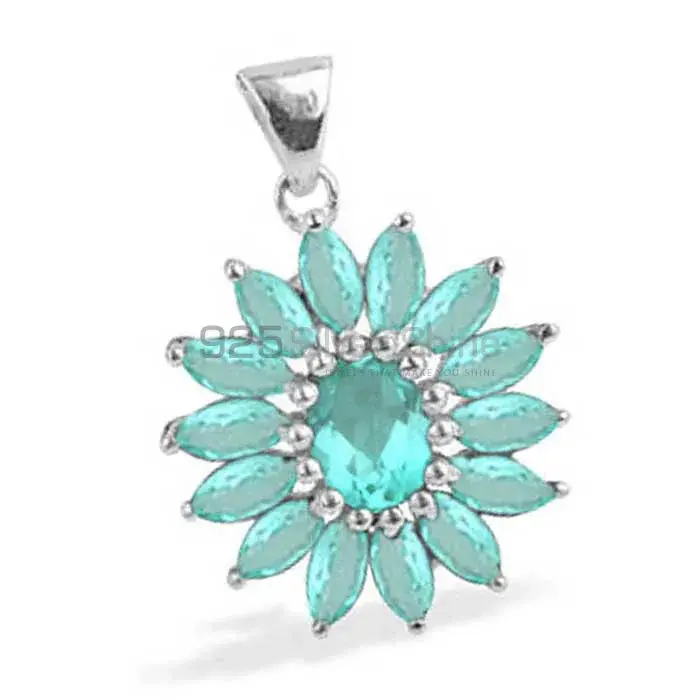 925 Sterling Silver Handmade Pendants In Blue Topaz Gemstone Jewelry 925SP1636_0