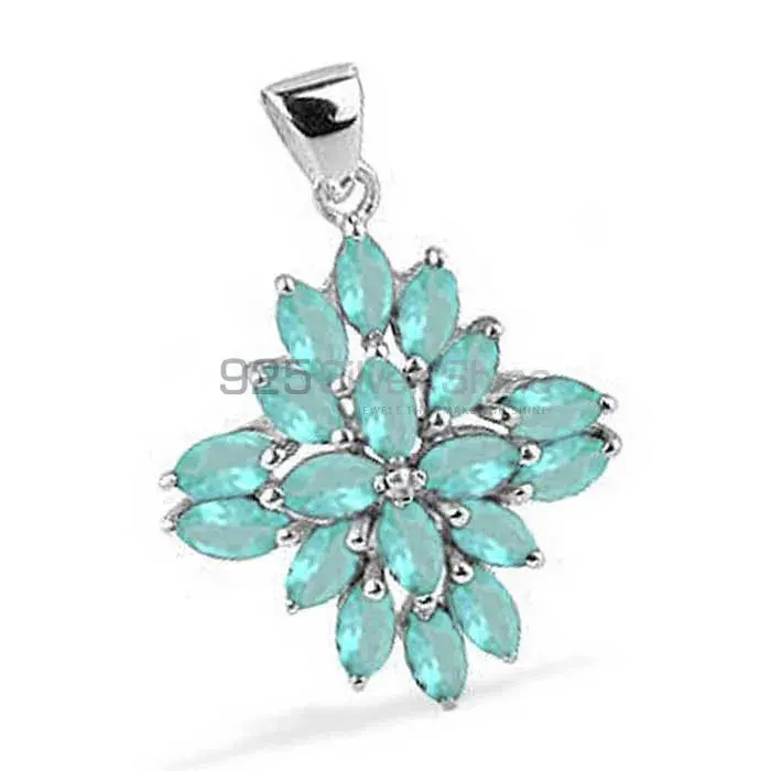 925 Sterling Silver Handmade Pendants In Blue Topaz Gemstone Jewelry 925SP1686_0