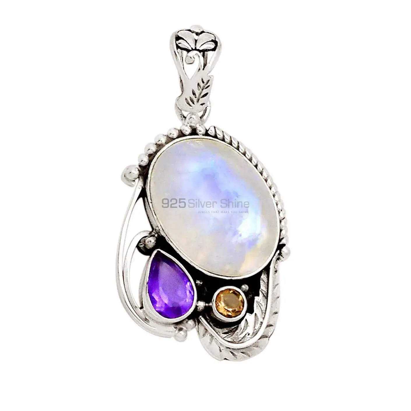 925 Sterling Silver Handmade Pendants In Multi Gemstone Jewelry 925SP113-1_1