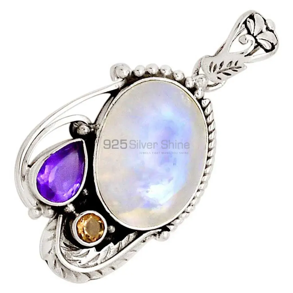 925 Sterling Silver Handmade Pendants In Multi Gemstone Jewelry 925SP113-1_2