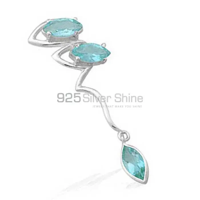 Blue Topaz Gemstone Handmade Pendants In 925 Sterling Silver Jewelry 925SP1561_0