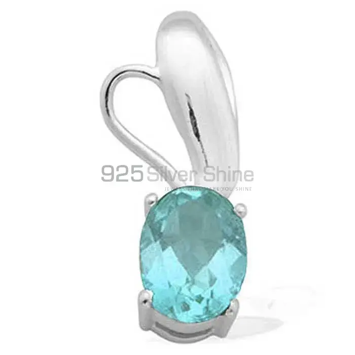 Blue Topaz Gemstone Handmade Pendants In 925 Sterling Silver Jewelry 925SP1611