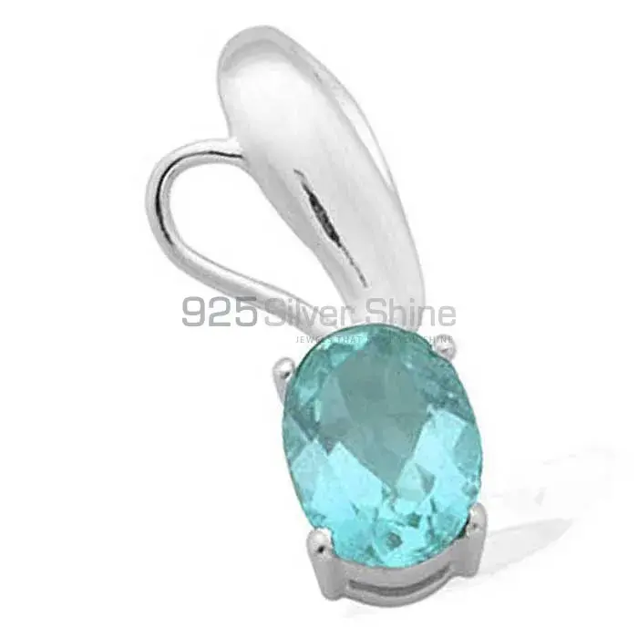 Blue Topaz Gemstone Handmade Pendants In 925 Sterling Silver Jewelry 925SP1611_0