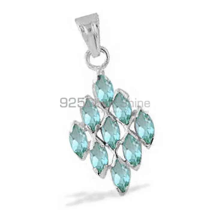Blue Topaz Gemstone Handmade Pendants In 925 Sterling Silver Jewelry 925SP1661_0
