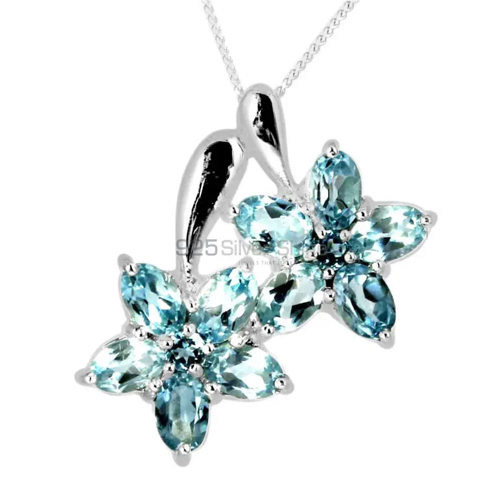 Blue Topaz Gemstone Pendants In 925 Solid Silver Jewelry 925SP258-5