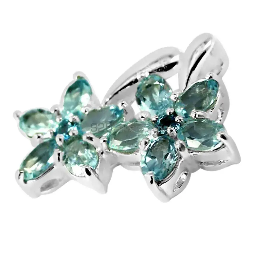 Blue Topaz Gemstone Pendants In 925 Solid Silver Jewelry 925SP258-5_0