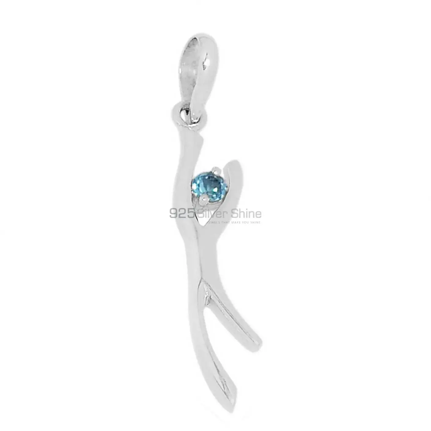 Blue Topaz Gemstone Pendants In 925 Solid Silver Jewelry 925SSP320-2_0