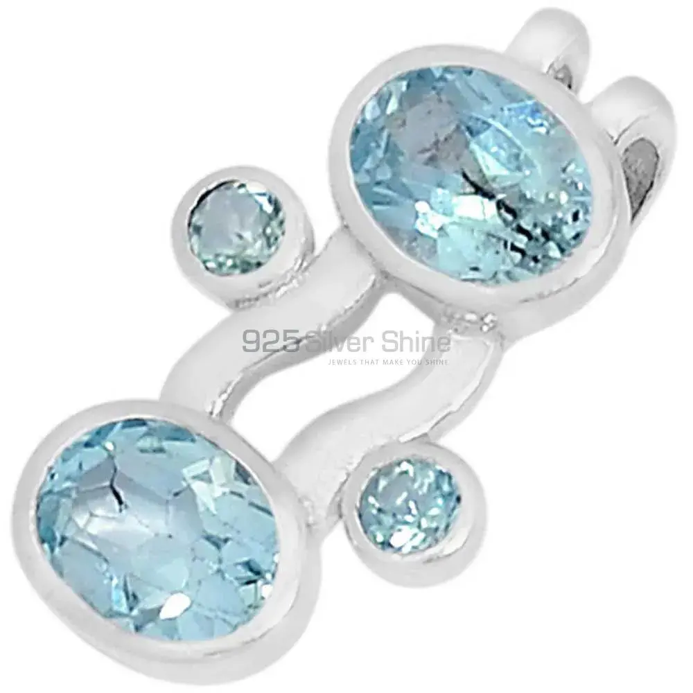 Blue Topaz Gemstone Pendants In 925 Fine Silver Jewelry 925SSP321-2_1