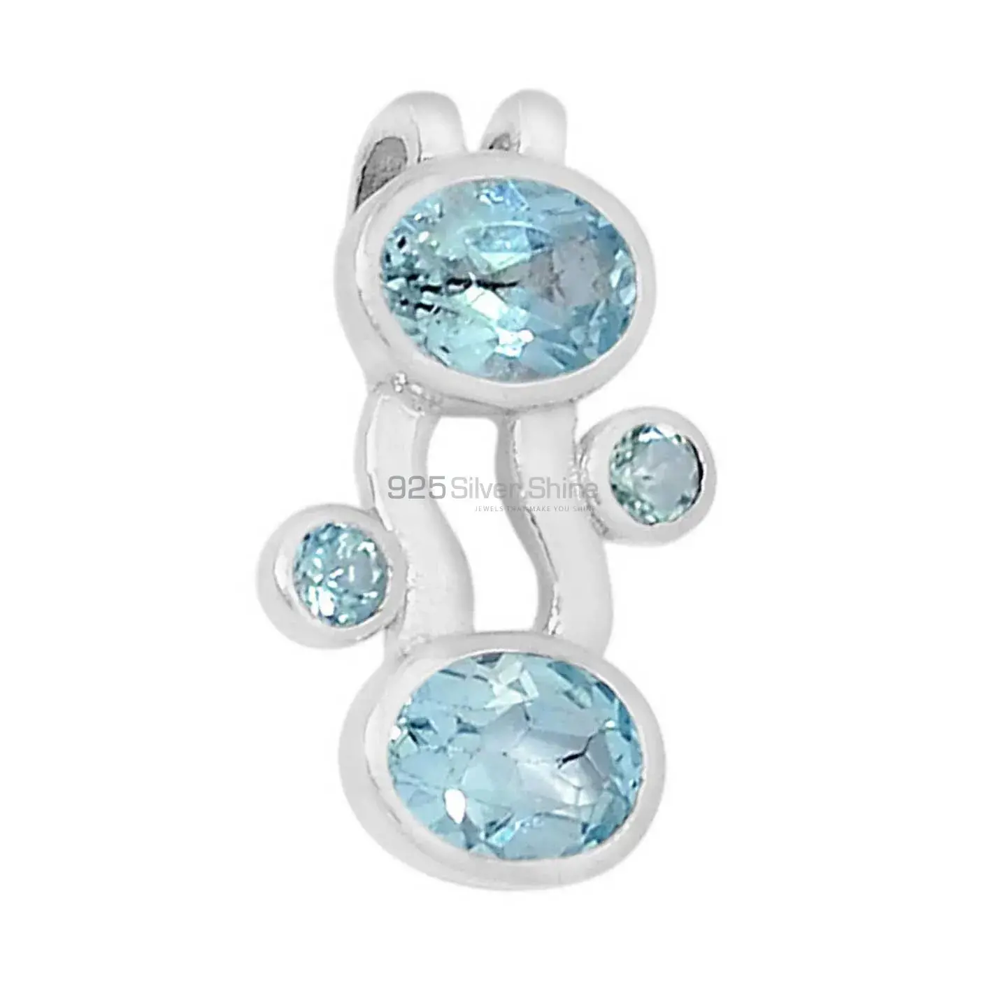 Blue Topaz Gemstone Pendants In 925 Fine Silver Jewelry 925SSP321-2_2