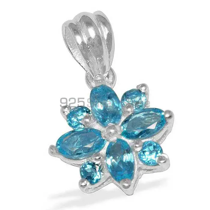Blue Topaz Gemstone Pendants In Fine Sterling Silver Jewelry 925SP1498_1
