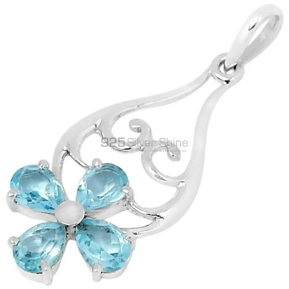 Blue Topaz Gemstone Pendants In Fine Sterling Silver Jewelry 925SSP319-2_0