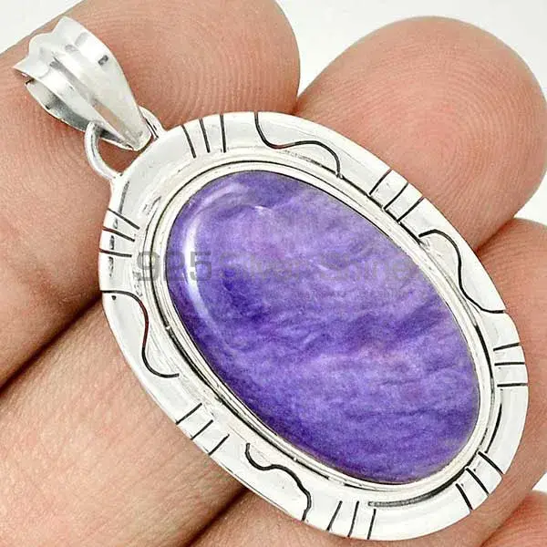 Charoite Gemstone Pendants In Fine Sterling Silver Jewelry 925SP40-1_1