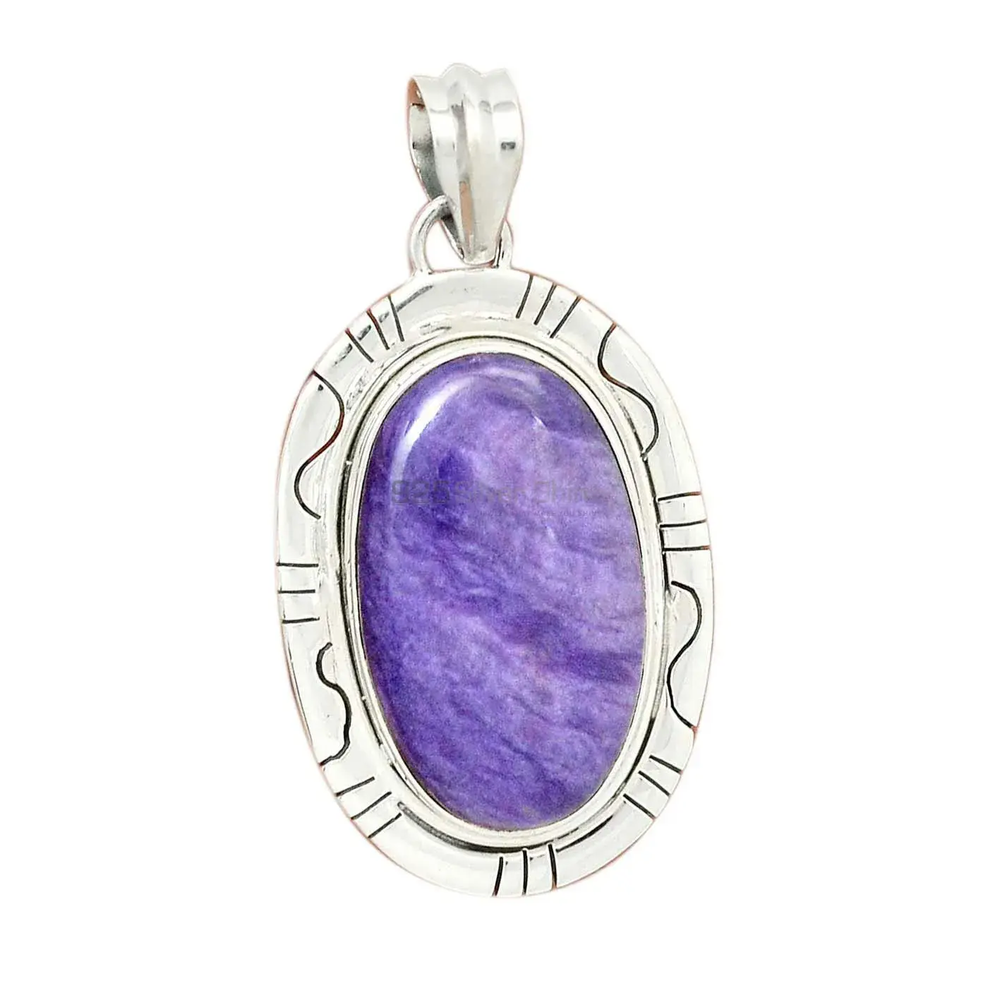 Charoite Gemstone Pendants In Fine Sterling Silver Jewelry 925SP40-1_2