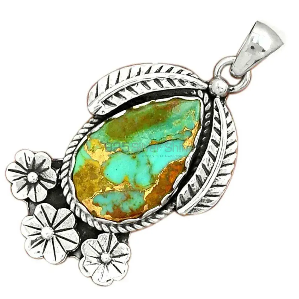 Copper Turquoise Gemstone Pendants In Fine Sterling Silver Jewelry 925SP091-1_3