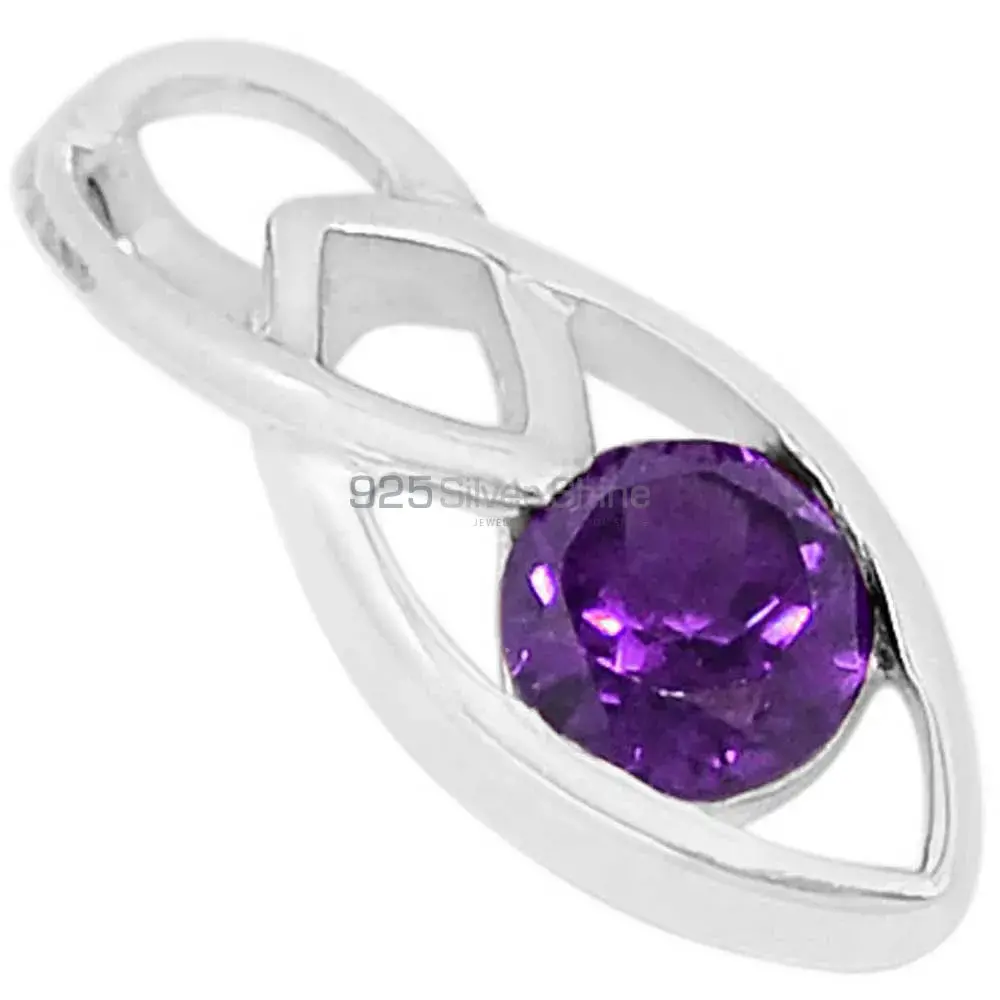 Fine Sterling Silver Pendants In Amethyst Gemstone Jewelry 925SSP341-1_0