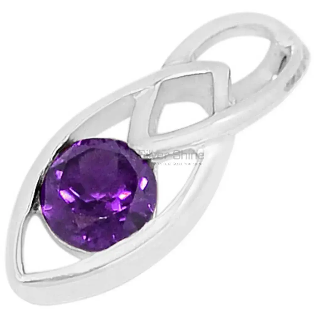 Fine Sterling Silver Pendants In Amethyst Gemstone Jewelry 925SSP341-1_1
