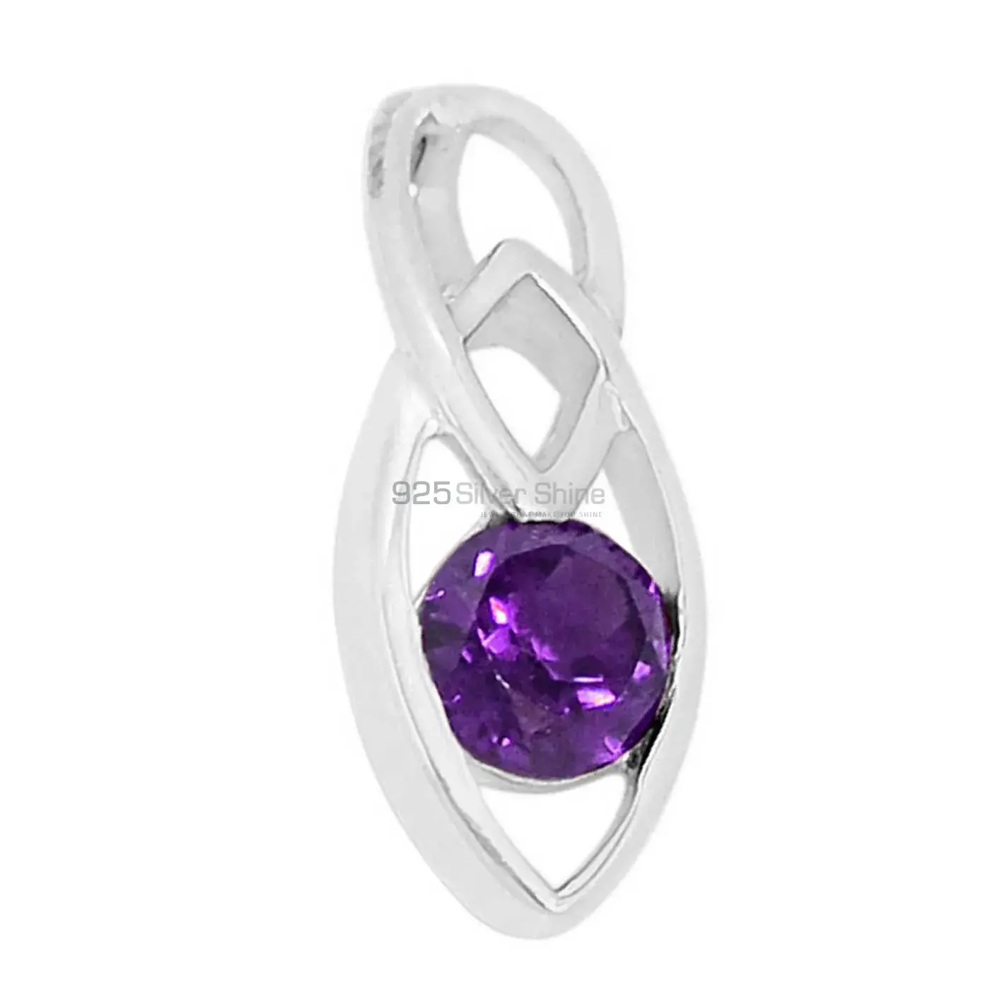 Fine Sterling Silver Pendants In Amethyst Gemstone Jewelry 925SSP341-1_2