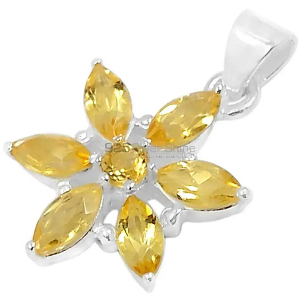 Fine Sterling Silver Pendants In Citrine Gemstone Jewelry 925SSP313-3_1