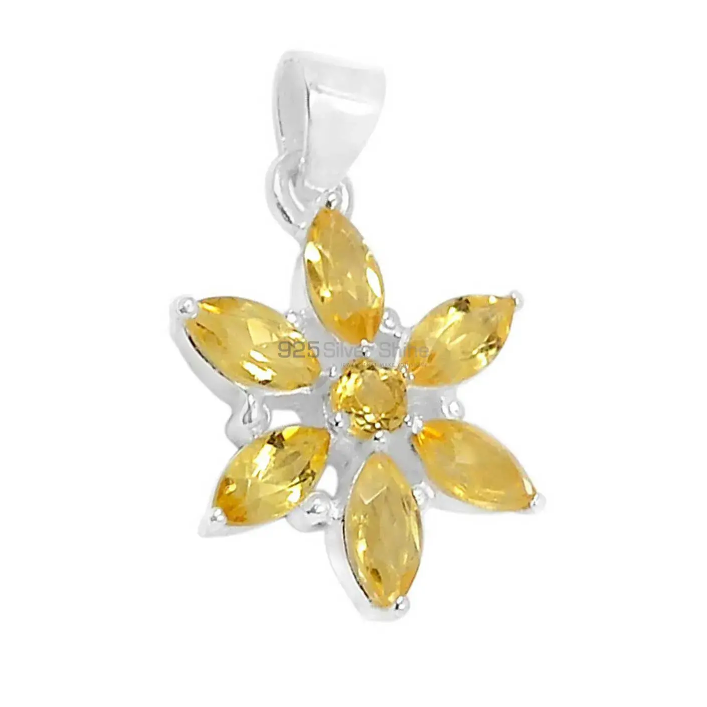 Fine Sterling Silver Pendants In Citrine Gemstone Jewelry 925SSP313-3_2
