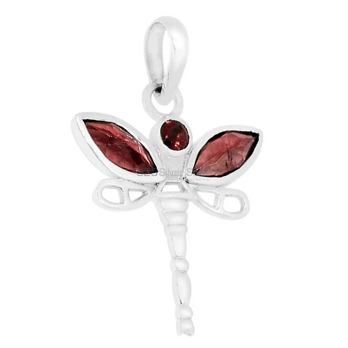 Fine Sterling Silver Pendants In Garnet Gemstone Jewelry 925SSP324-3_1