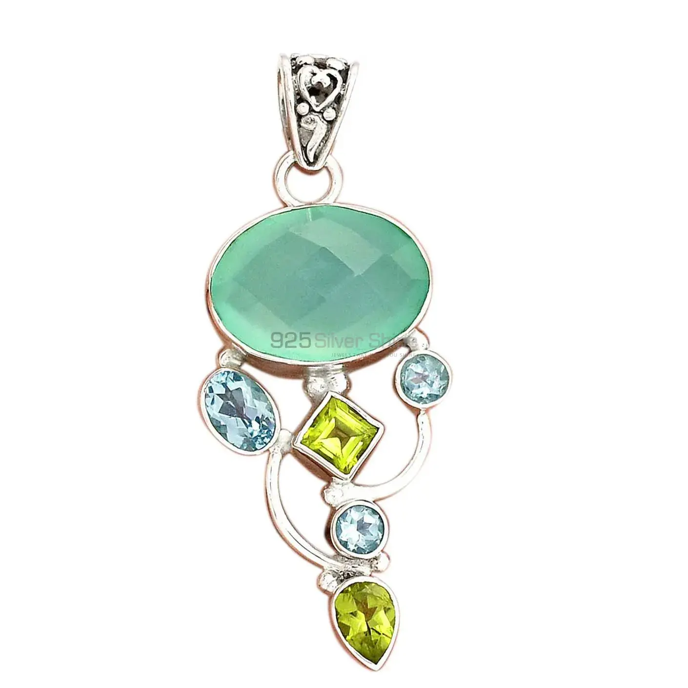 Fine Sterling Silver Pendants In Multi Gemstone Jewelry 925SP20-2_1