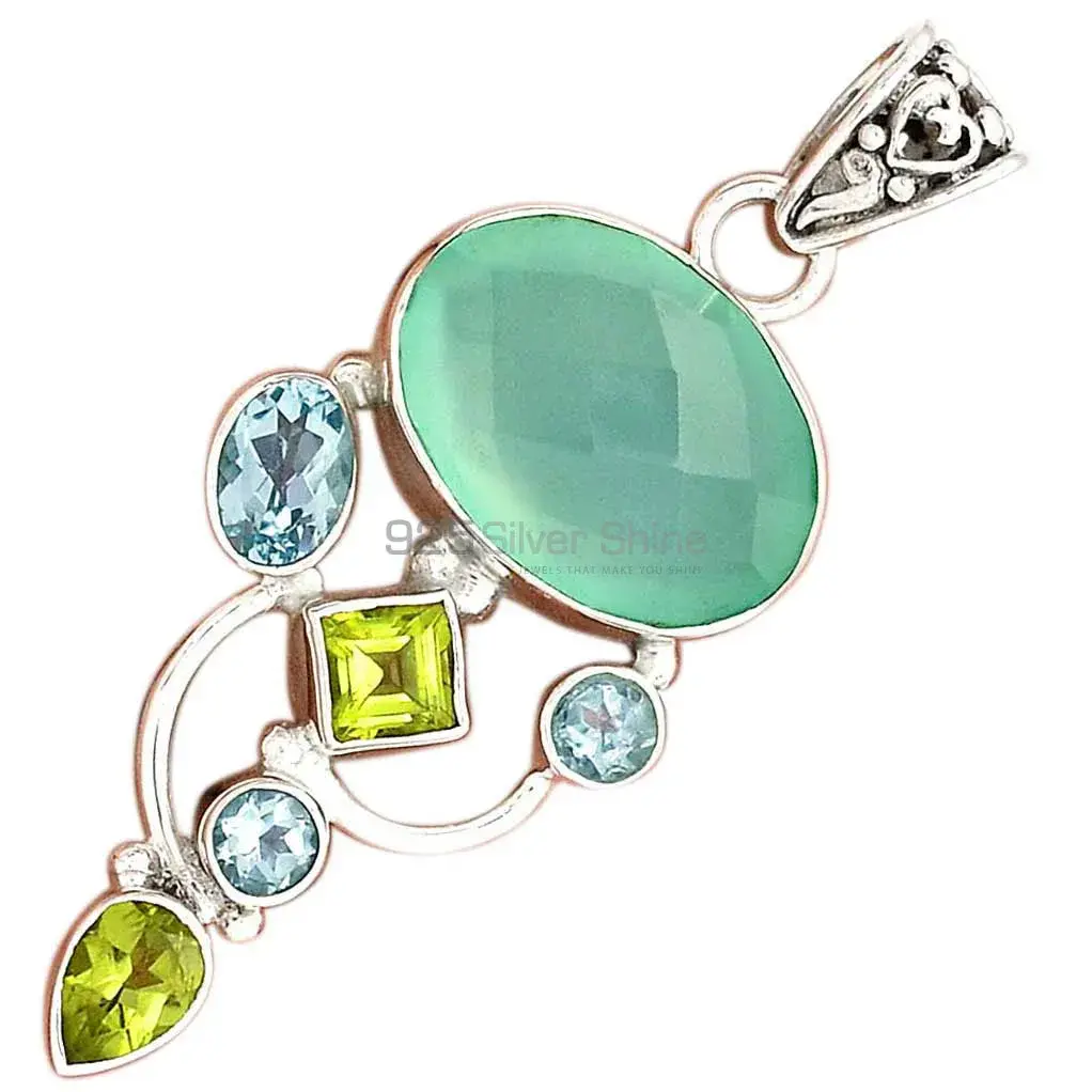 Fine Sterling Silver Pendants In Multi Gemstone Jewelry 925SP20-2_2