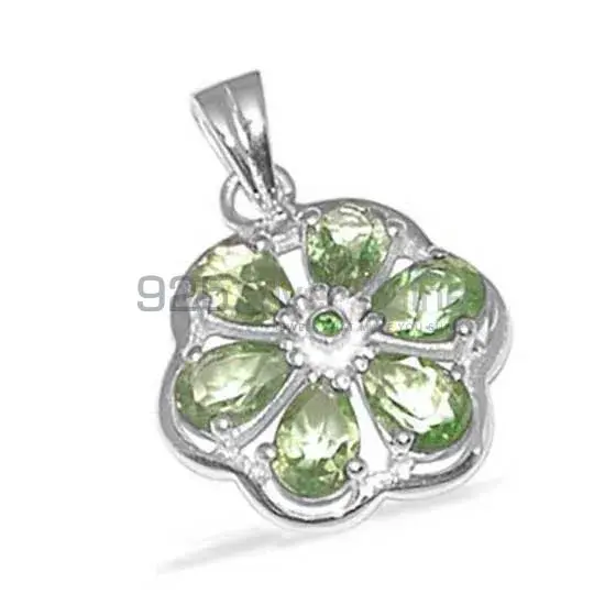 Fine Sterling Silver Pendants In Peridot Gemstone Jewelry 925SP1373_0