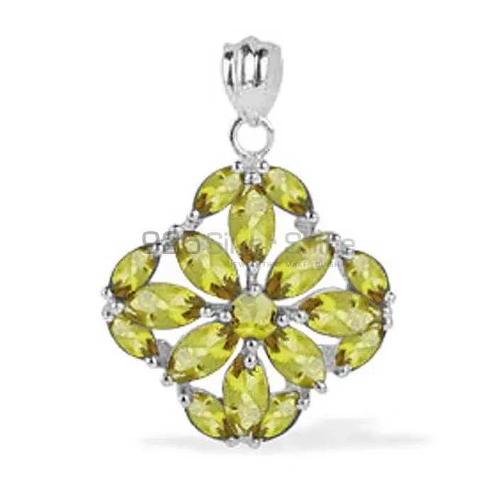 Fine Sterling Silver Pendants In Peridot Gemstone Jewelry 925SP1623