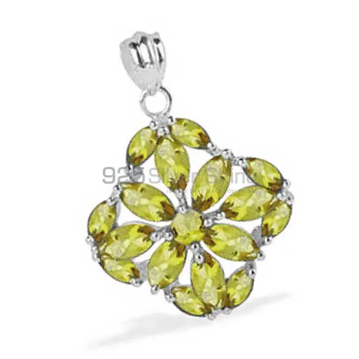 Fine Sterling Silver Pendants In Peridot Gemstone Jewelry 925SP1623_0