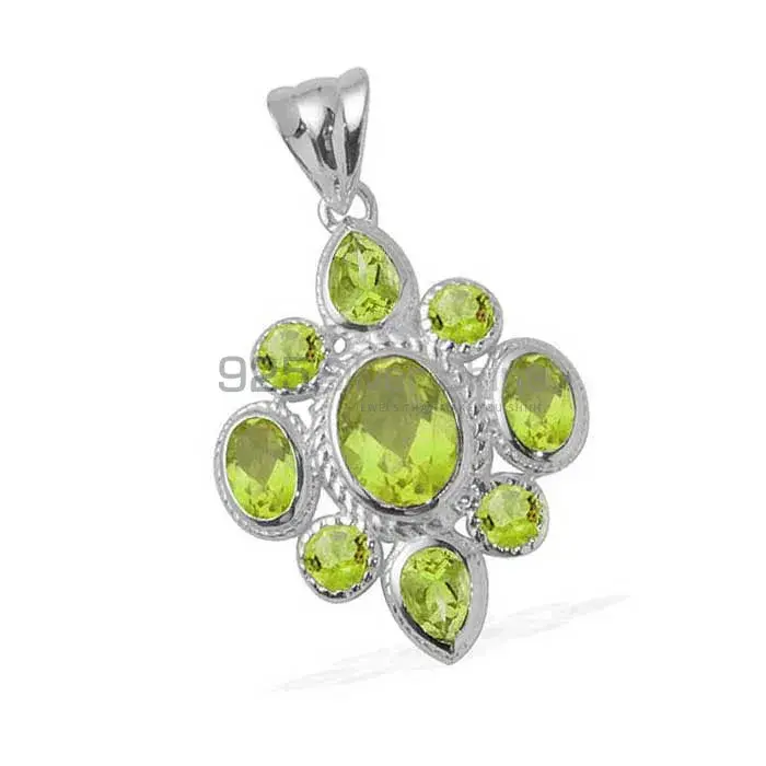 Fine Sterling Silver Pendants In Peridot Gemstone Jewelry 925SP1673_1