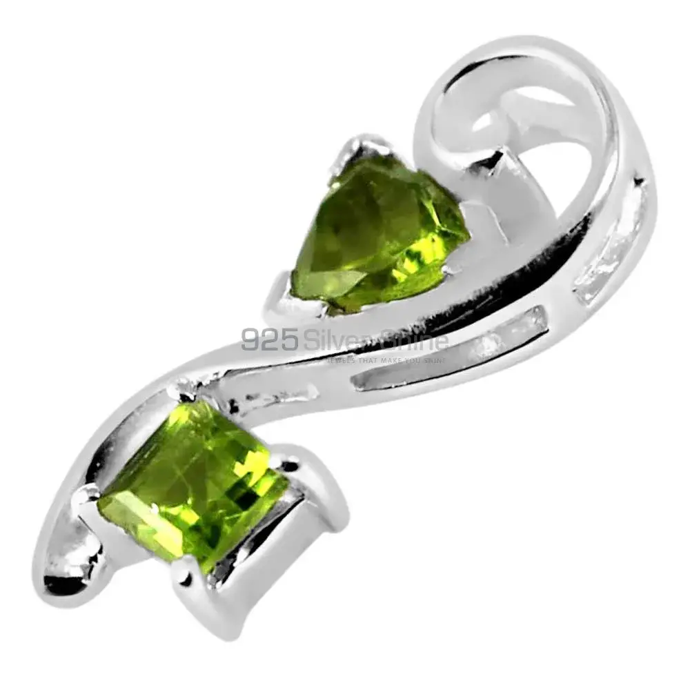 Fine Sterling Silver Pendants In Peridot Gemstone Jewelry 925SP253-6_1