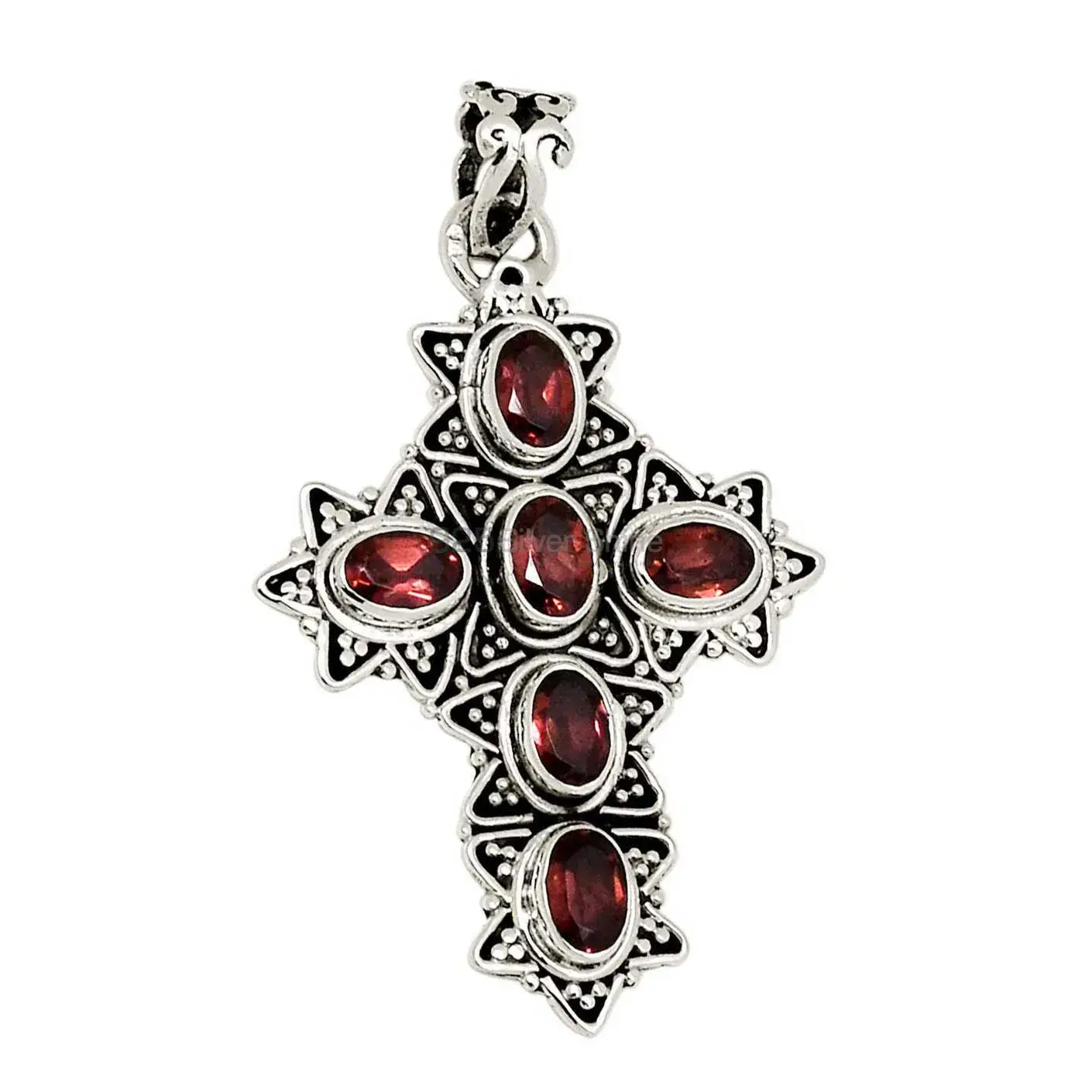 Garnet Gemstone Handmade Pendants In 925 Sterling Silver Jewelry 925SP123-2_1