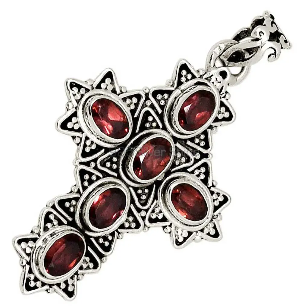 Garnet Gemstone Handmade Pendants In 925 Sterling Silver Jewelry 925SP123-2_2