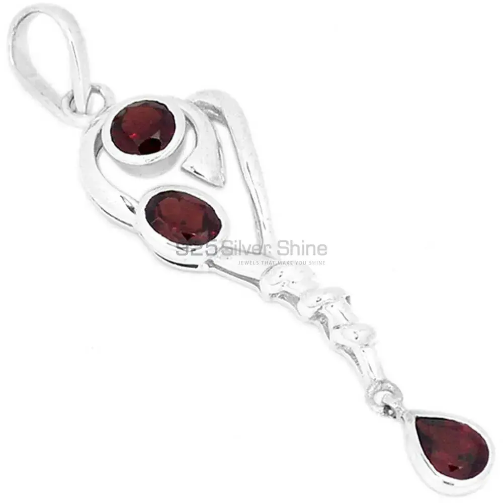 Garnet Gemstone Pendants In 925 Solid Silver Jewelry 925SSP333-4_0
