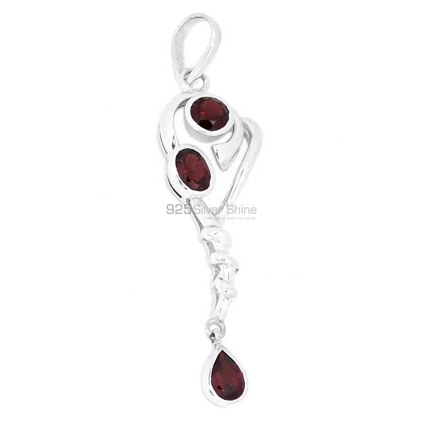 Garnet Gemstone Pendants In 925 Solid Silver Jewelry 925SSP333-4_1