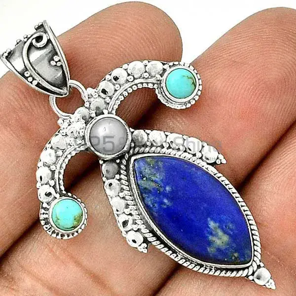 Multi Gemstone Pendants In Fine Sterling Silver Jewelry 925SP26-2_1