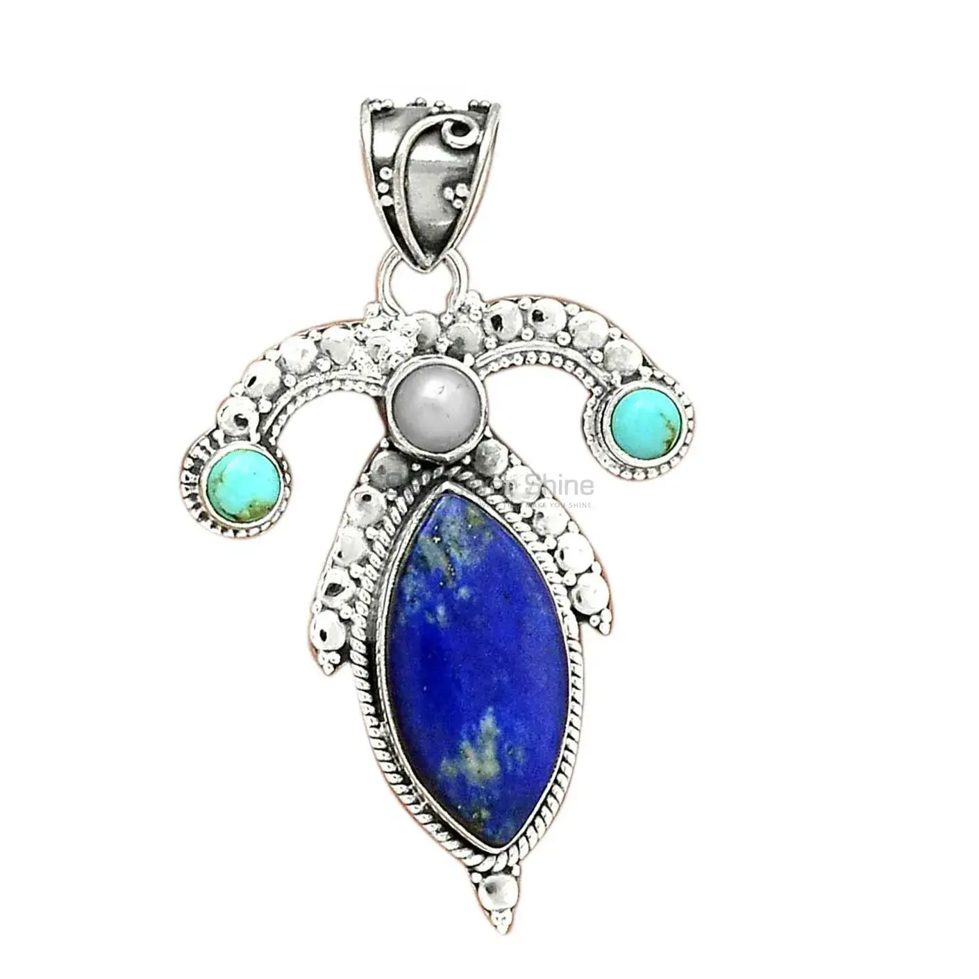 Multi Gemstone Pendants In Fine Sterling Silver Jewelry 925SP26-2_2